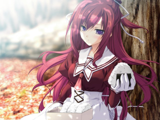 Girl red hair white dress 2 - a box free wallpaper