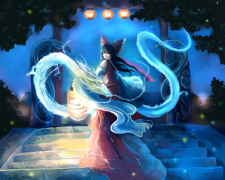 Woman long dress dragon lantern - a long dress holding free wallpaper