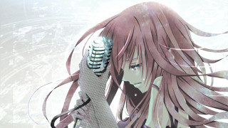 Girl long hair microphone smile - long hair holding free wallpaper