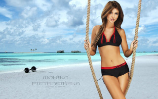 Woman bikini rope beach blue - adobe photoshop free wallpaper
