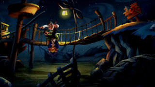 Man bridge night lantern head - matte drawing free wallpaper