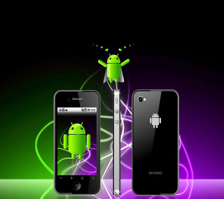 Cell phones table green purple - abstract art free wallpaper