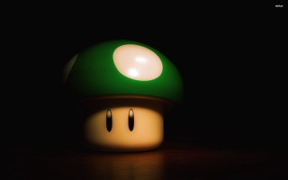 Mushroom lamp lit dark background - a white light free wallpaper