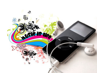 Mp3 player headphones colorful background - headphone free wallpaper