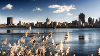Lake city tall buildings clouds - ashcan school free wallpaper