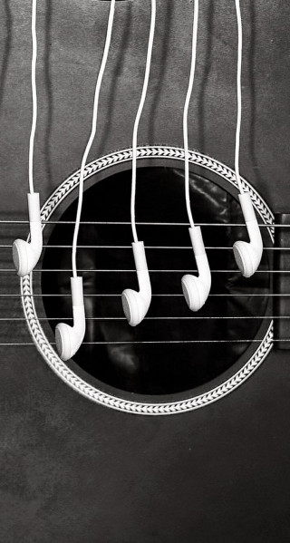 Black white guitar five strings - photo of a guitar free wallpaper