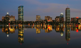 City skyline reflection water nighttime - everett warner free wallpaper