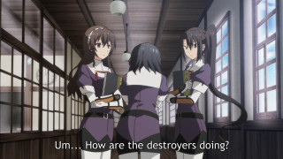 Anime girls hallway caption destroyers - explosion free wallpaper