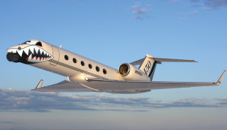 Silver plane shark mouth flying - the side of it free wallpaper