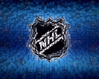 Hockey logo mosaic blue background - impressionist painting free wallpaper