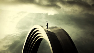 Man standing top building sky - cloudy free wallpaper