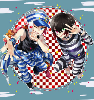 Anime characters striped outfits stuffed - vivid free wallpaper