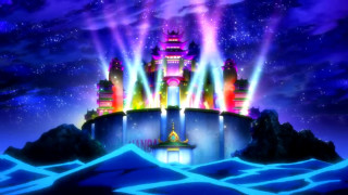 Castle lights sky mountain snow - a castle free wallpaper