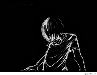 Black white drawing person outline - anime art free wallpaper