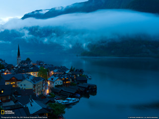 Town mountain water fog background - a fog free wallpaper
