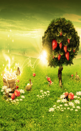 Tree fruit basket grass chickens - chris labrooy free wallpaper
