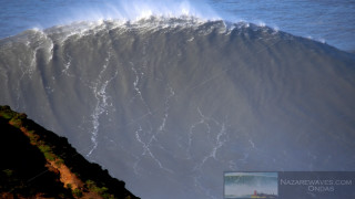 Large wave crashing cliff boat - epic scale free wallpaper
