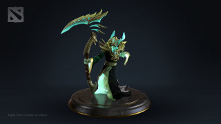 Demon statue fire staff black - 3 d model free wallpaper