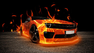 Car flames hood image photo - the dark free wallpaper