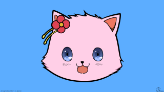 Pink cat flower hair blue - a pink cat free wallpaper