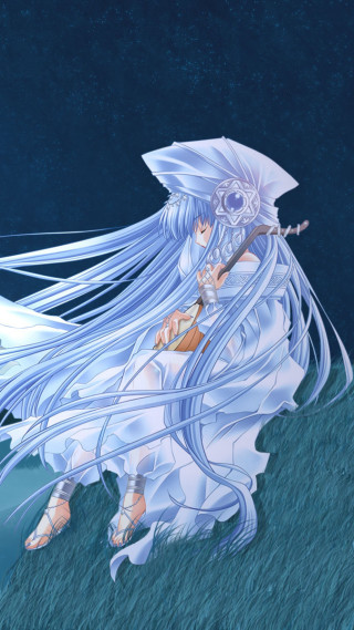 Woman white hair white umbrella - long white hair free wallpaper
