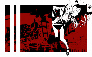 Woman walking street red background - neoexpressionism free wallpaper