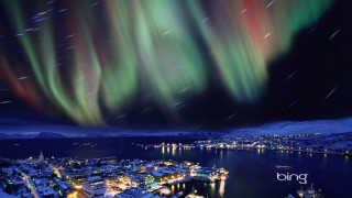 City lights snow winter night - a city free wallpaper