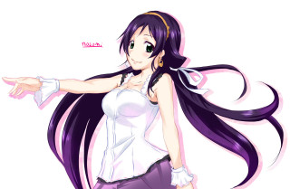 Woman purple hair pointing hand - aimitsu free wallpaper
