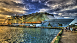 Cruise ship pier cloudy sky 2 - the dock free wallpaper