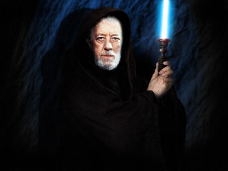 Man robe lightsaber dark background - a light saber free wallpaper