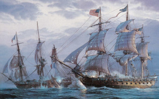 Sailing ship rough seas flag - rough free wallpaper