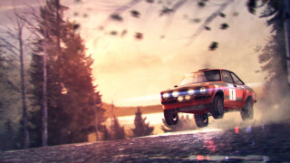 Flying car forest road sunset - a sunset in the background free wallpaper for desktop