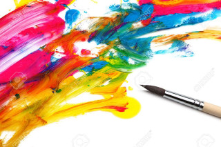 Paintbrush paint smears white background - art station free wallpaper
