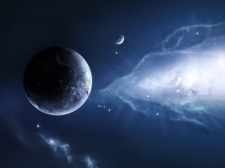 Large planet smaller planet starry - smaller free wallpaper