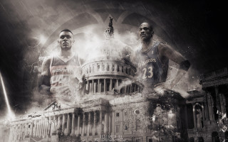 Basketball players rain smoke building - two basketball player free wallpaper