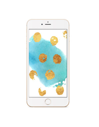 White iphone gold dots blue - watercolor free wallpaper