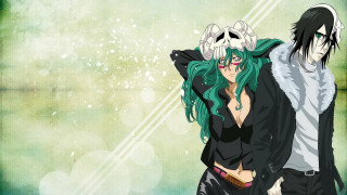 Anime characters couple green background - background free wallpaper for desktop