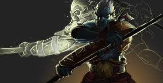 Man sword helmet holding demon - holding free wallpaper