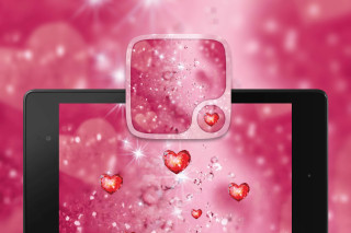 Tablet hearts floating pink background - pincushion len free wallpaper