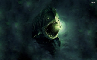 Glowing monster fish open mouth - lovecraftian free wallpaper