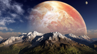 Large red planet mountain range - a. hardy free wallpaper