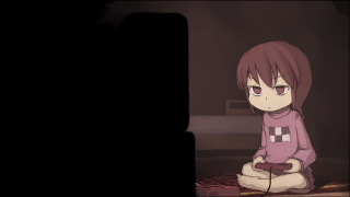Girl sitting floor remote cellphone - video game free wallpaper