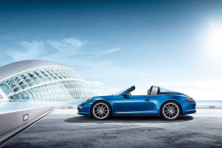 Blue sports car glass dome - roof free wallpaper