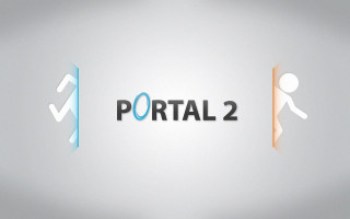 Portal2 person walking door logo - a logo free wallpaper