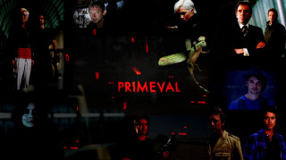 Primeval collage people lizard dark - primitivism free wallpaper