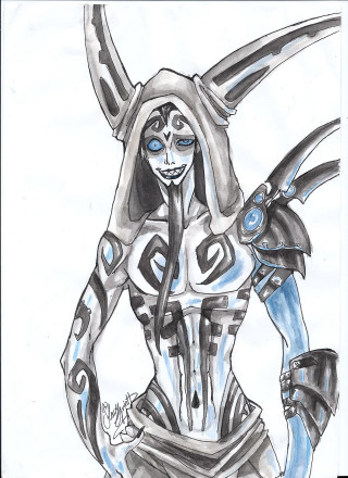Woman horns hood sword drawing - league of legends concept art free wallpaper