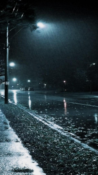 Street night person walking sidewalk - night free wallpaper