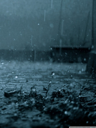 Person walking rain umbrella backpack - tonalism free wallpaper