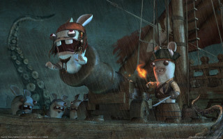 Cartoon character boat squid octopus - a storybook illustration free wallpaper for desktop