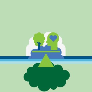 Trees heart green background blue - environmental art free wallpaper